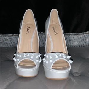 White Studded Peep Toe